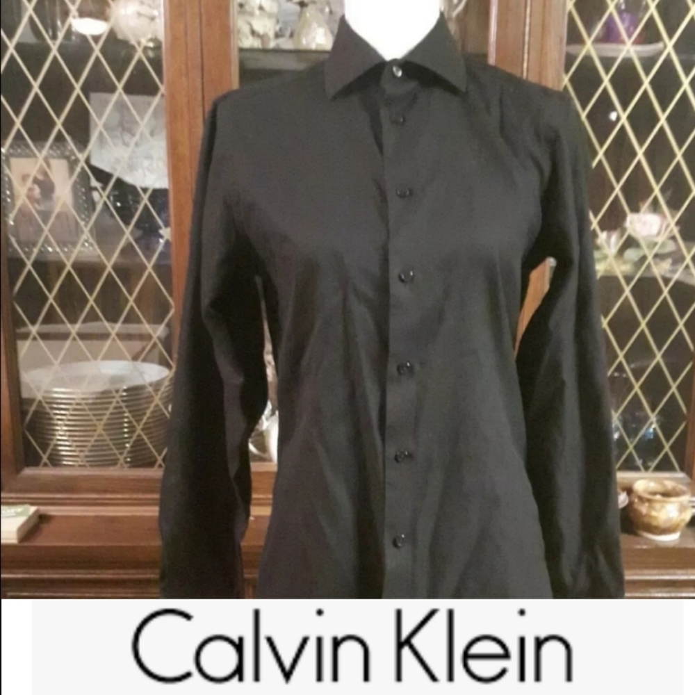 Men’s Calvin Klein Slim Fit Dress Shirt – No Iron | Size 14.5 (32/33) - Picture 10 of 15